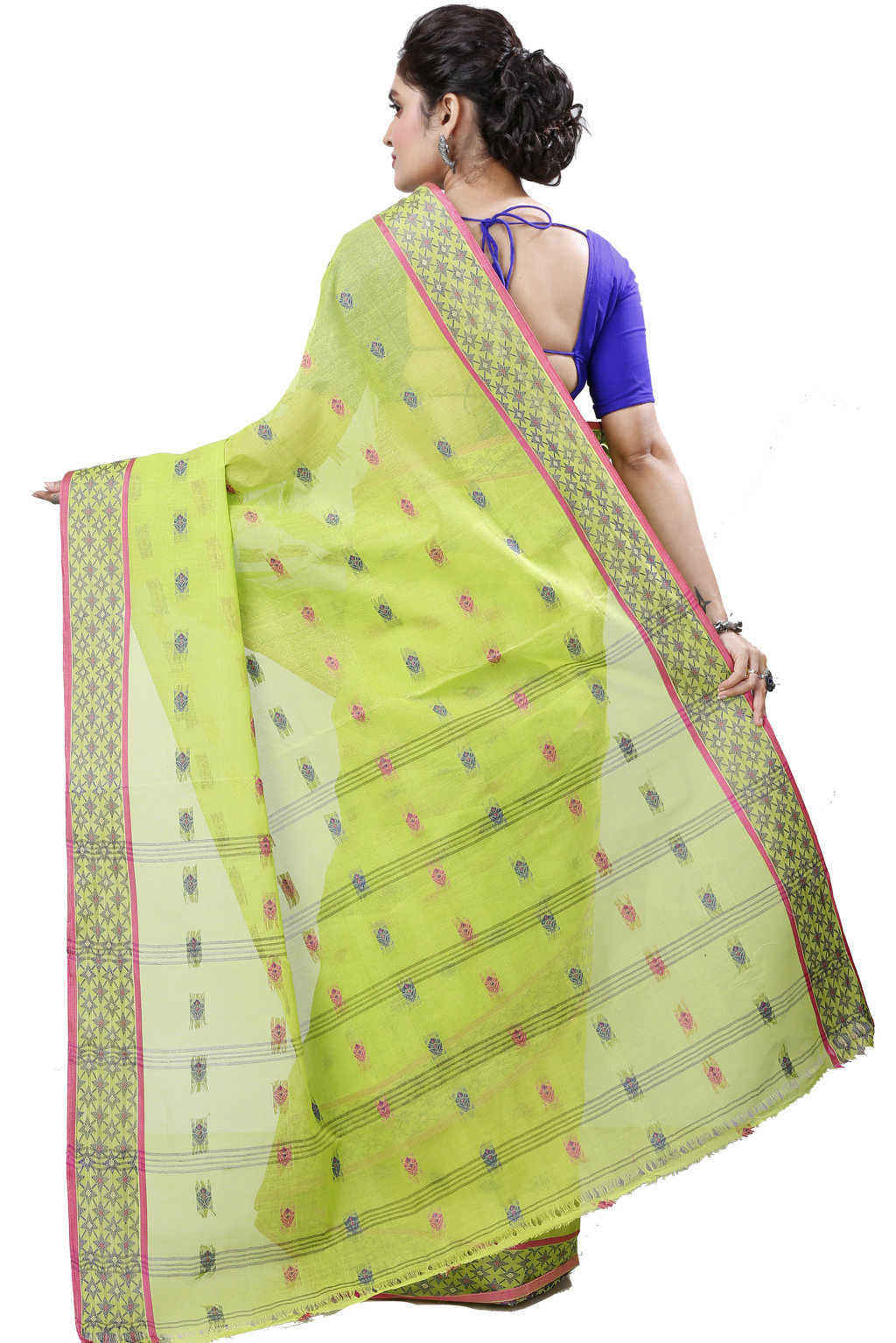 Olive Green Pure Cotton Reese Tant Saree (970)